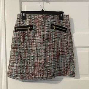 Loft Tweed Zip Pocket Shift Skirt
